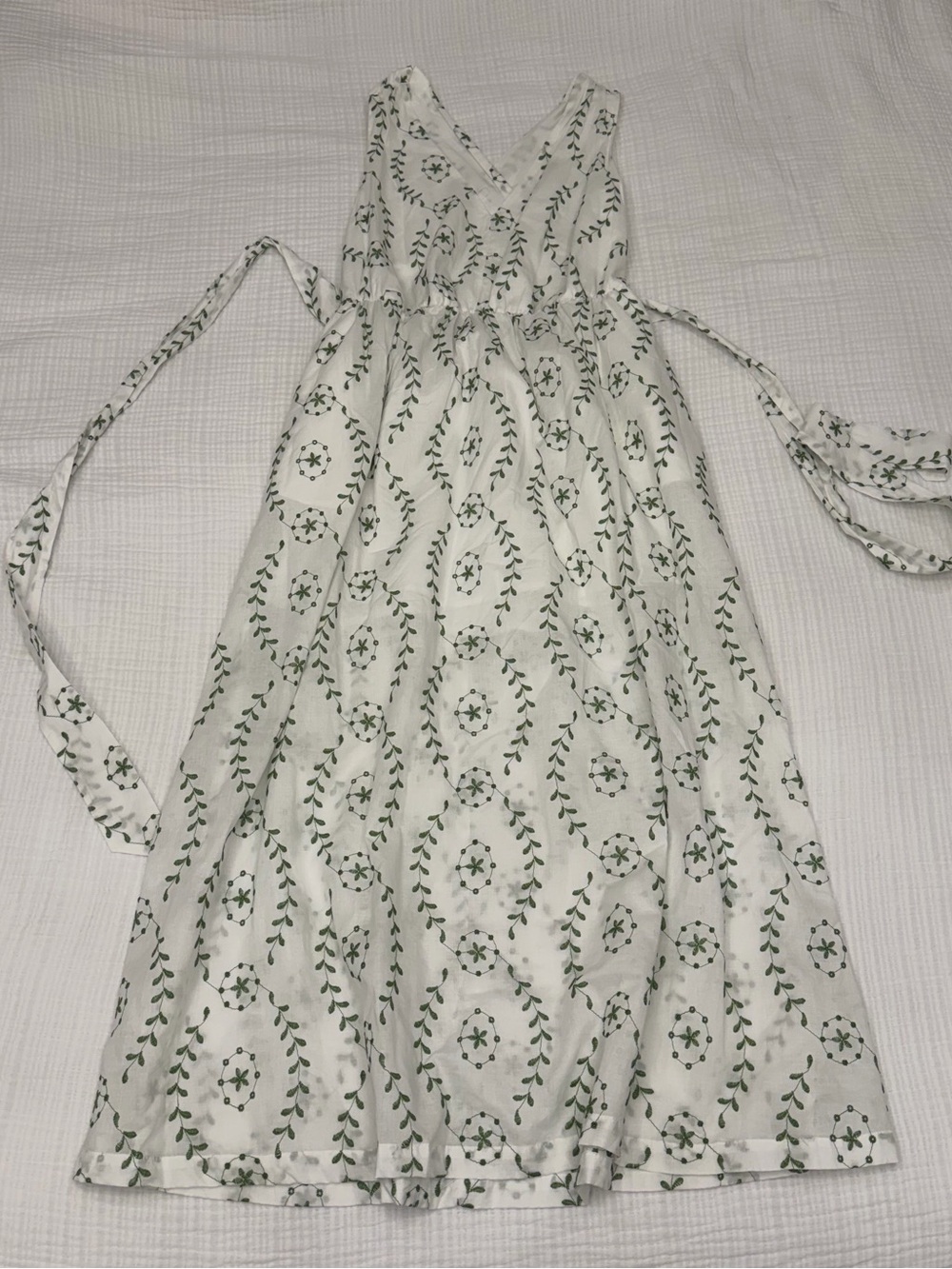 a new day white and green embroidered wrap maxi dress size small nwt